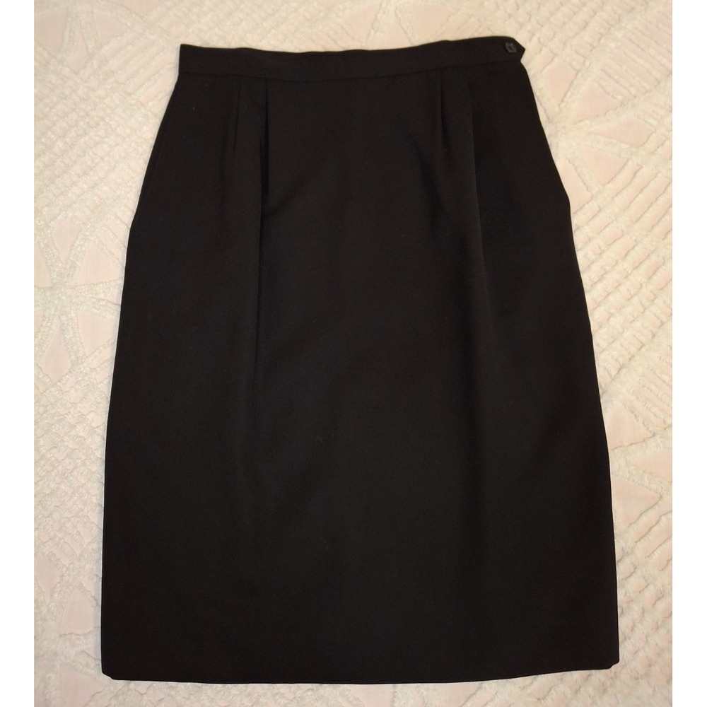 Austin Reed Women 10 Pencil‎ Skirt Black Worsted Wool Vintage Tailored